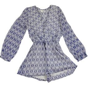 Honey and Rosie Romper Blue Periwinkle Surplice Long Sleeve Romper Small